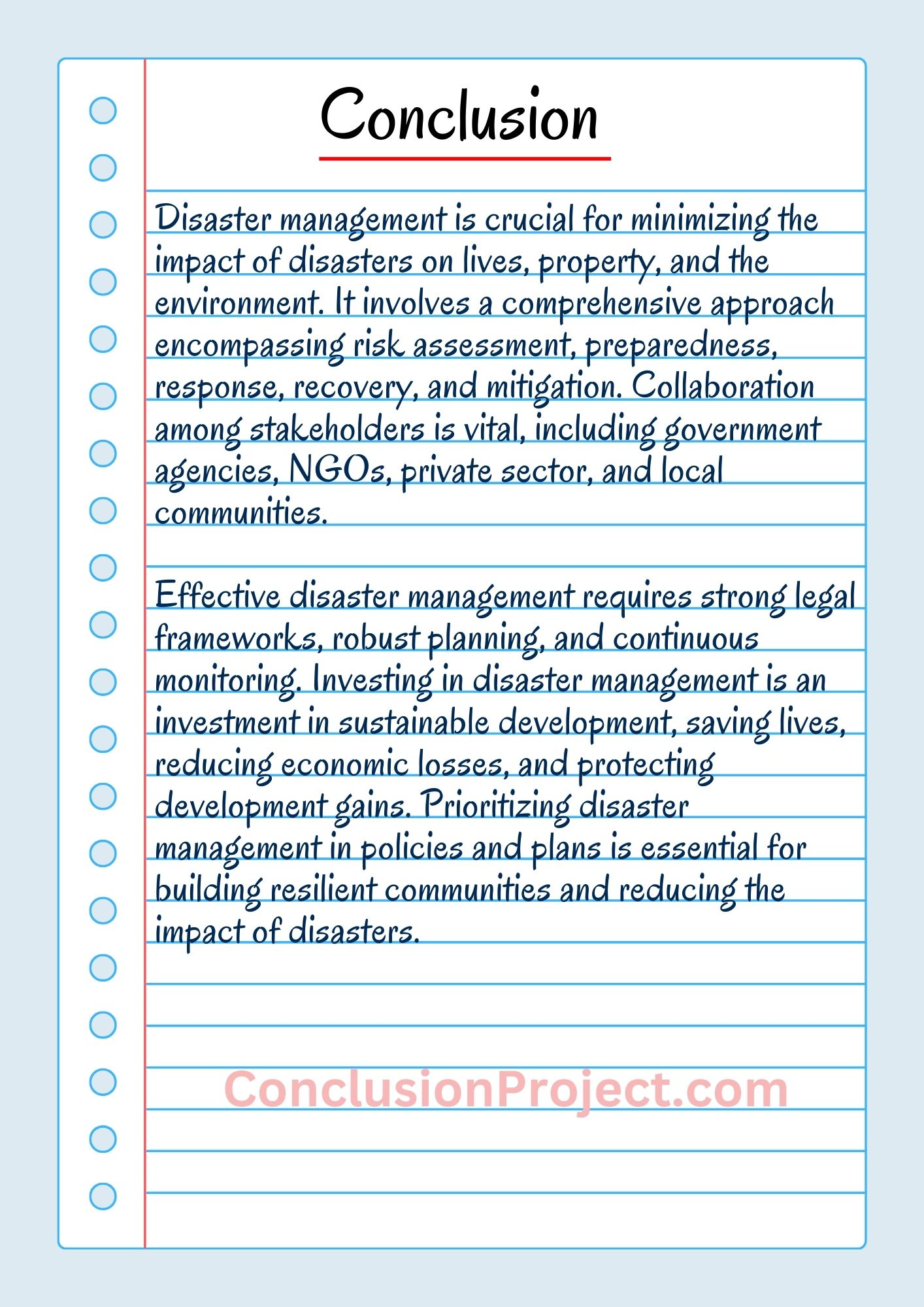 Conclusion of Disaster Management