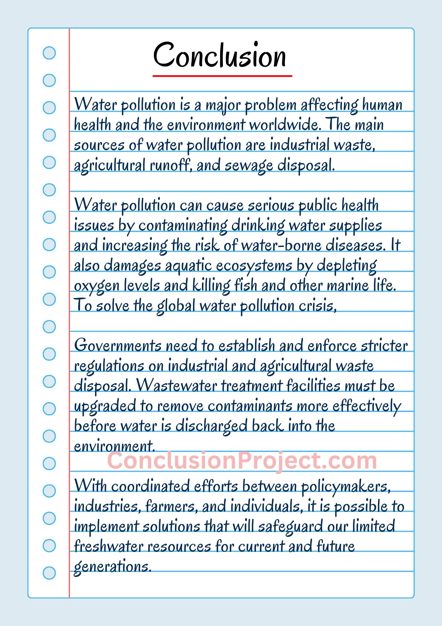 conclusion of water pollution