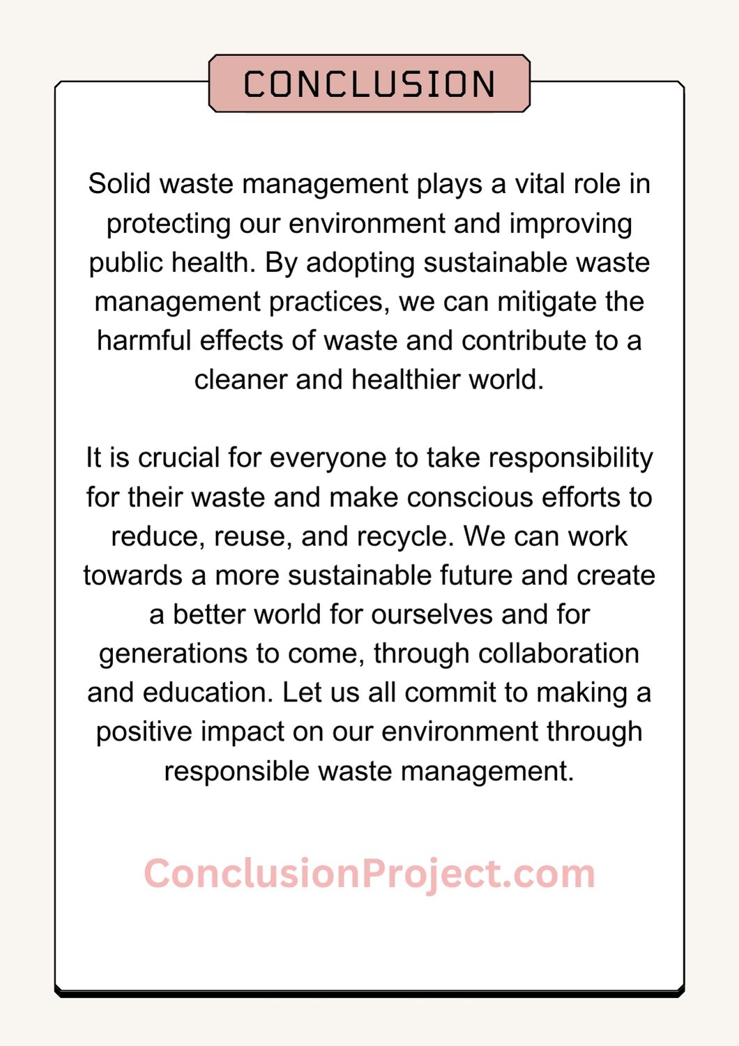 Solid Waste Management Conclusion