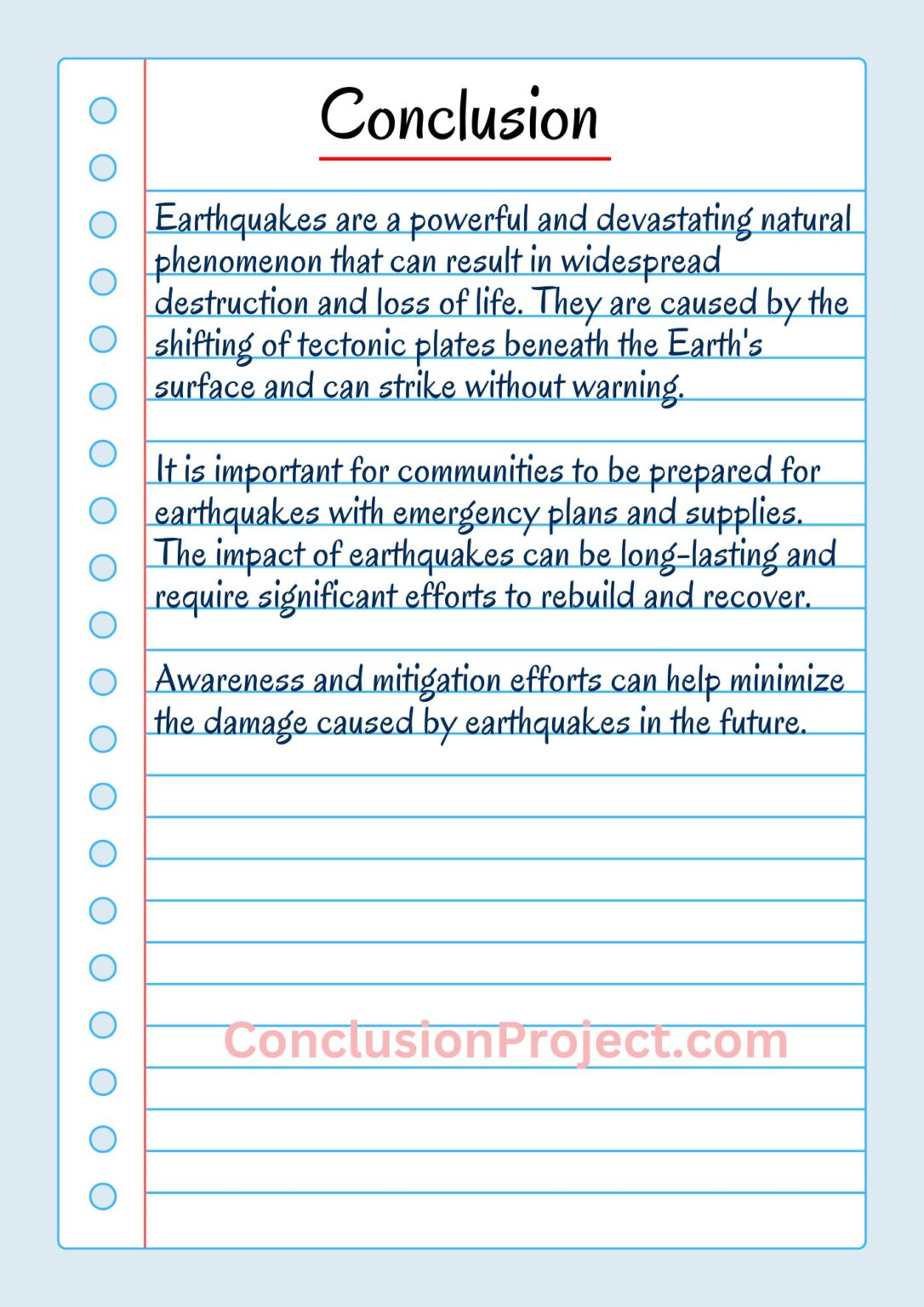 what is the conclusion of earthquake essay