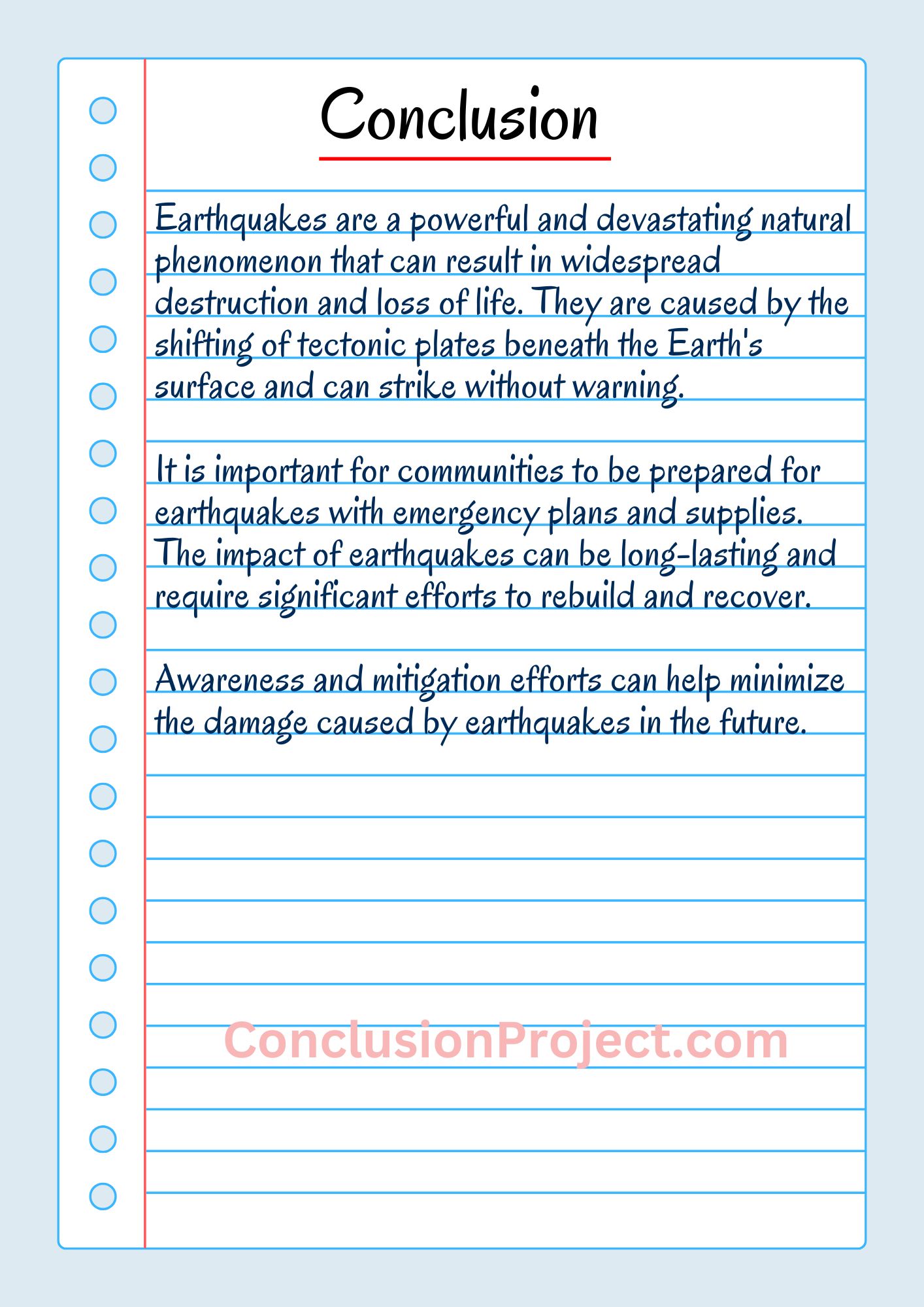 Conclusion of Earthquake for Essay 