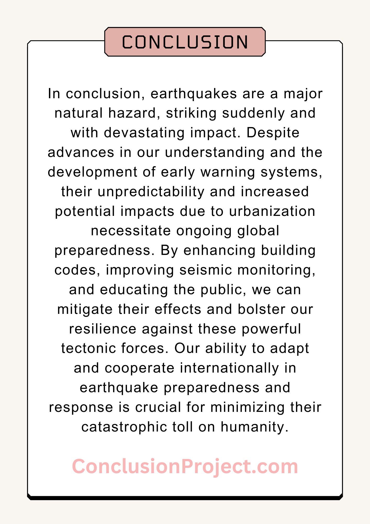 Conclusion of Earthquake